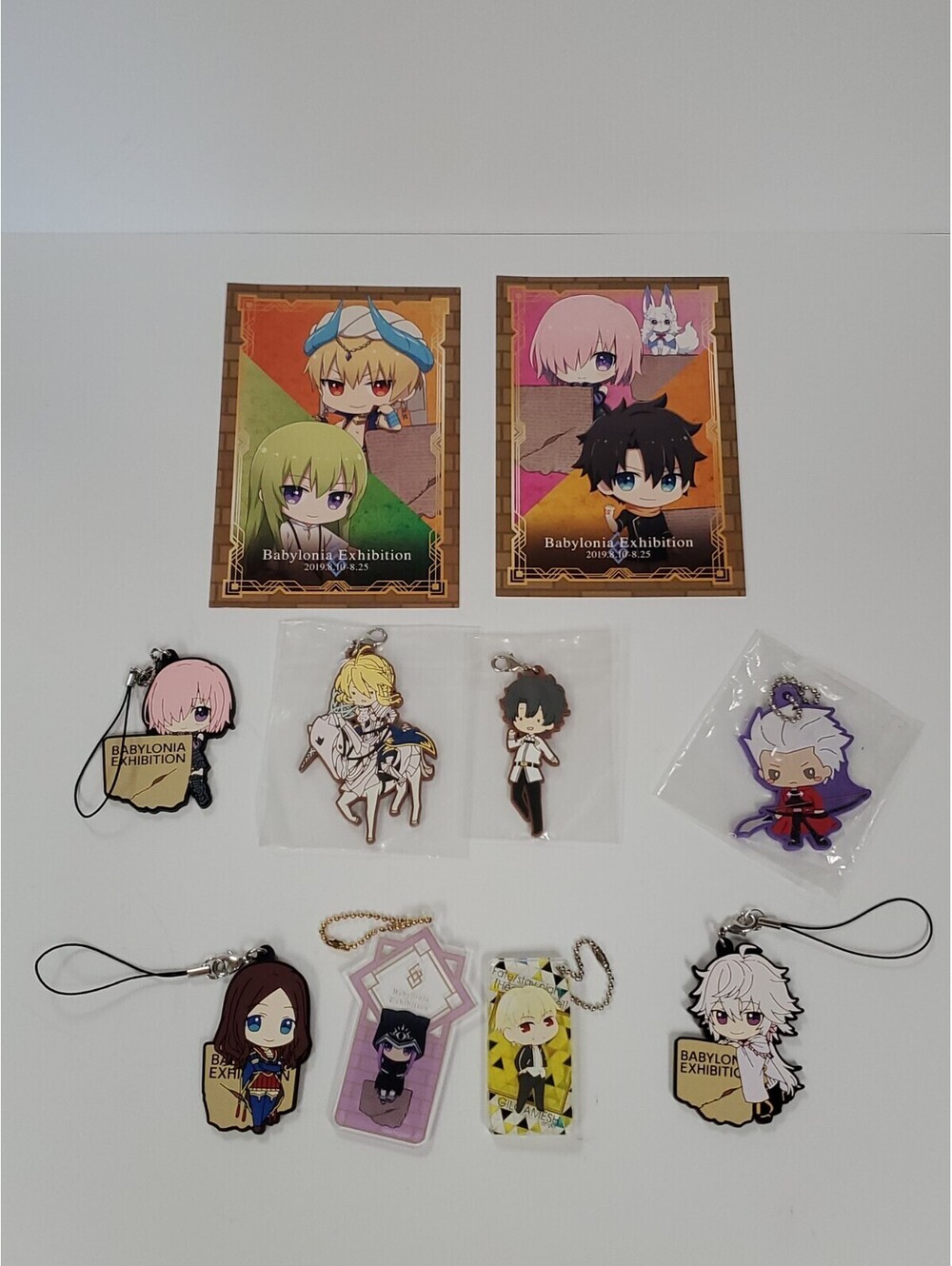 Fate Grand Order Babylonia Exhibition Set 8 Keychain 2 Cards NEW